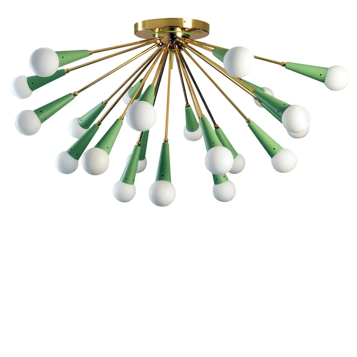 Galassia Lampada da soffitto a 21 luci in metallo verde e ottone