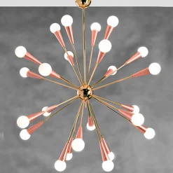 Galassia Lampadario a 24 luci in metallo rosa e ottone