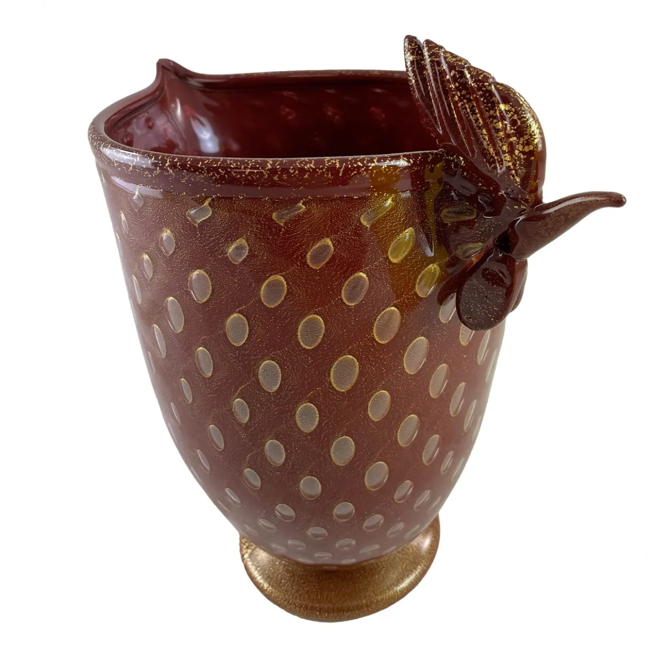 Gallo Vaso piccolo in vetro marrone zoomorfo
