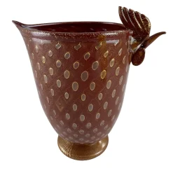 Gallo Vaso piccolo in vetro marrone zoomorfo