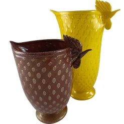 Gallo Vaso piccolo in vetro marrone zoomorfo