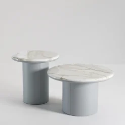 Gemini Leather And Calacatta Marble Coffee Table