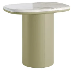 Gemini Soft Hex Leather And Calacatta Marble Side Table