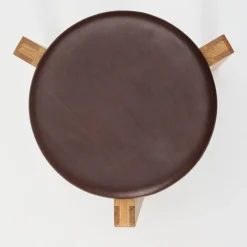 Gio Sgabello Rotondo in Pelle Cioccolato