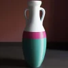 Giulio Cesare Anfora XL verde fucsia e azzurra