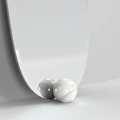 1931 Glass And Calacatta Marble Floor Mirror