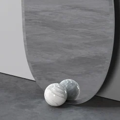 1931 Glass And Calacatta Marble Floor Mirror