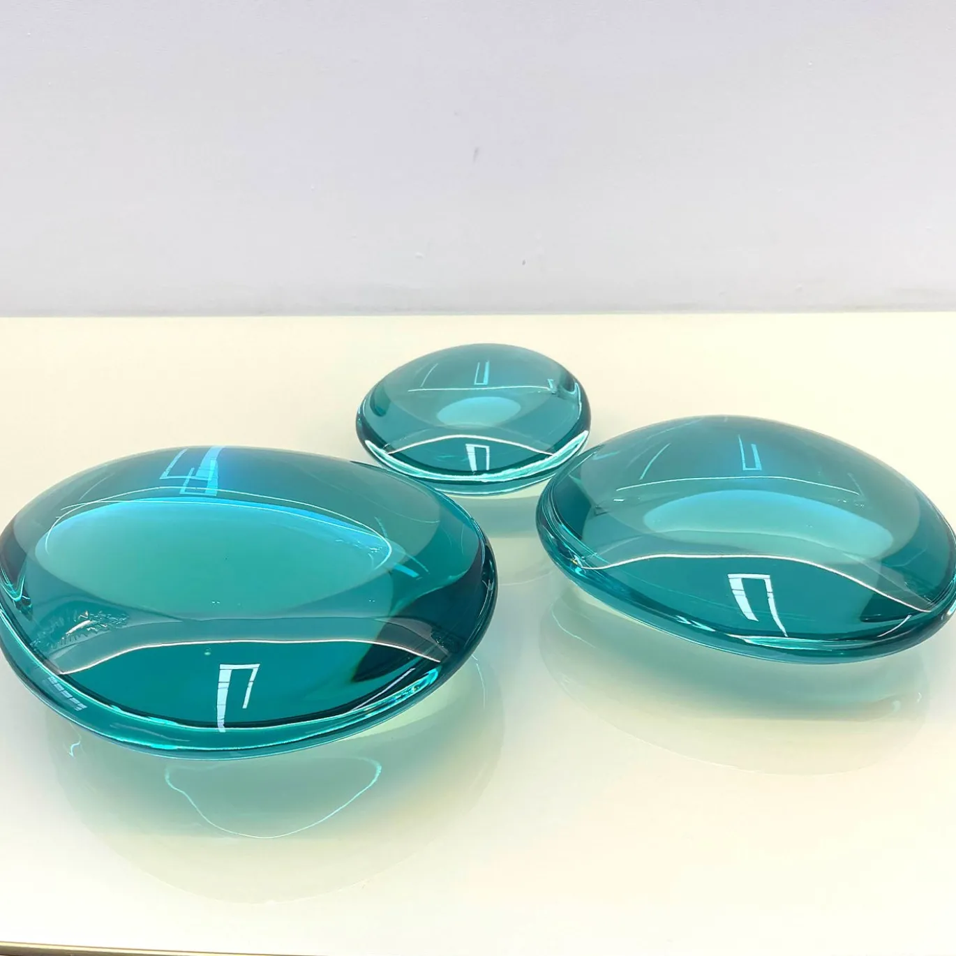 Gocce Set di tre sculture in cristallo