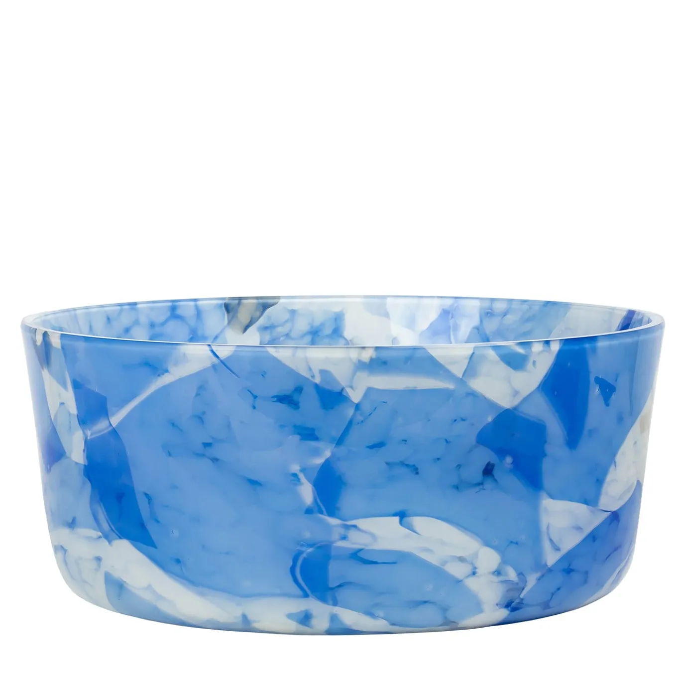 Grande Ciotola in Vetro di Murano Blu e Avorio