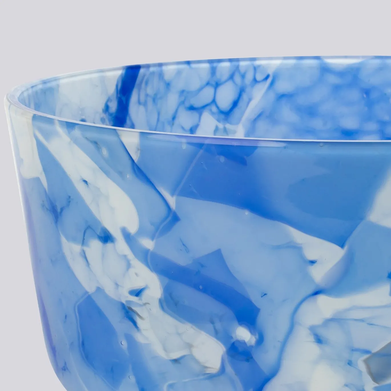 Grande Ciotola in Vetro di Murano Blu e Avorio