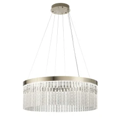 Grande Lampadario Circolare in Vetro Inciso