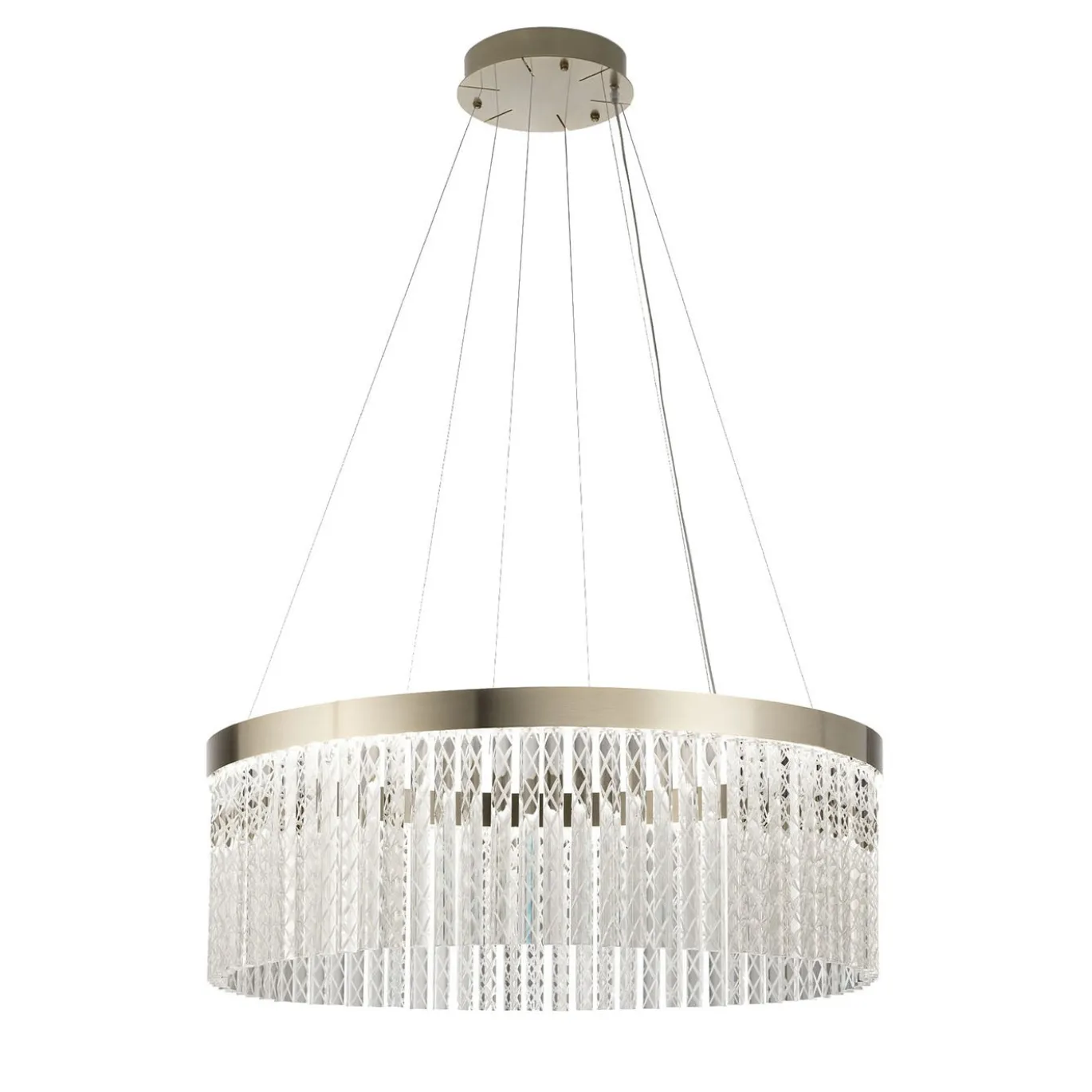 Grande Lampadario Circolare in Vetro Inciso