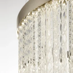 Grande Lampadario Circolare in Vetro Inciso