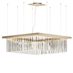 Grande lampadario in vetro trasparente a forma di rombo