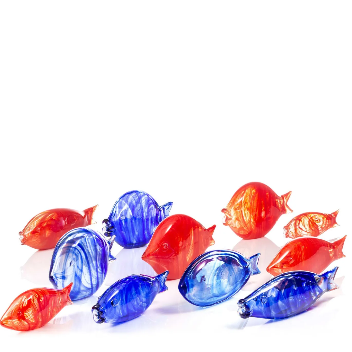 Grande pesce stilizzato in vetro di Murano rosso