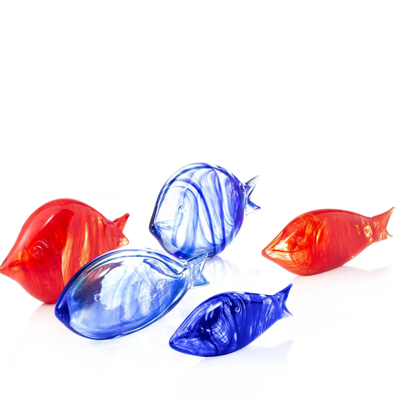 Grande pesce stilizzato in vetro di Murano rosso