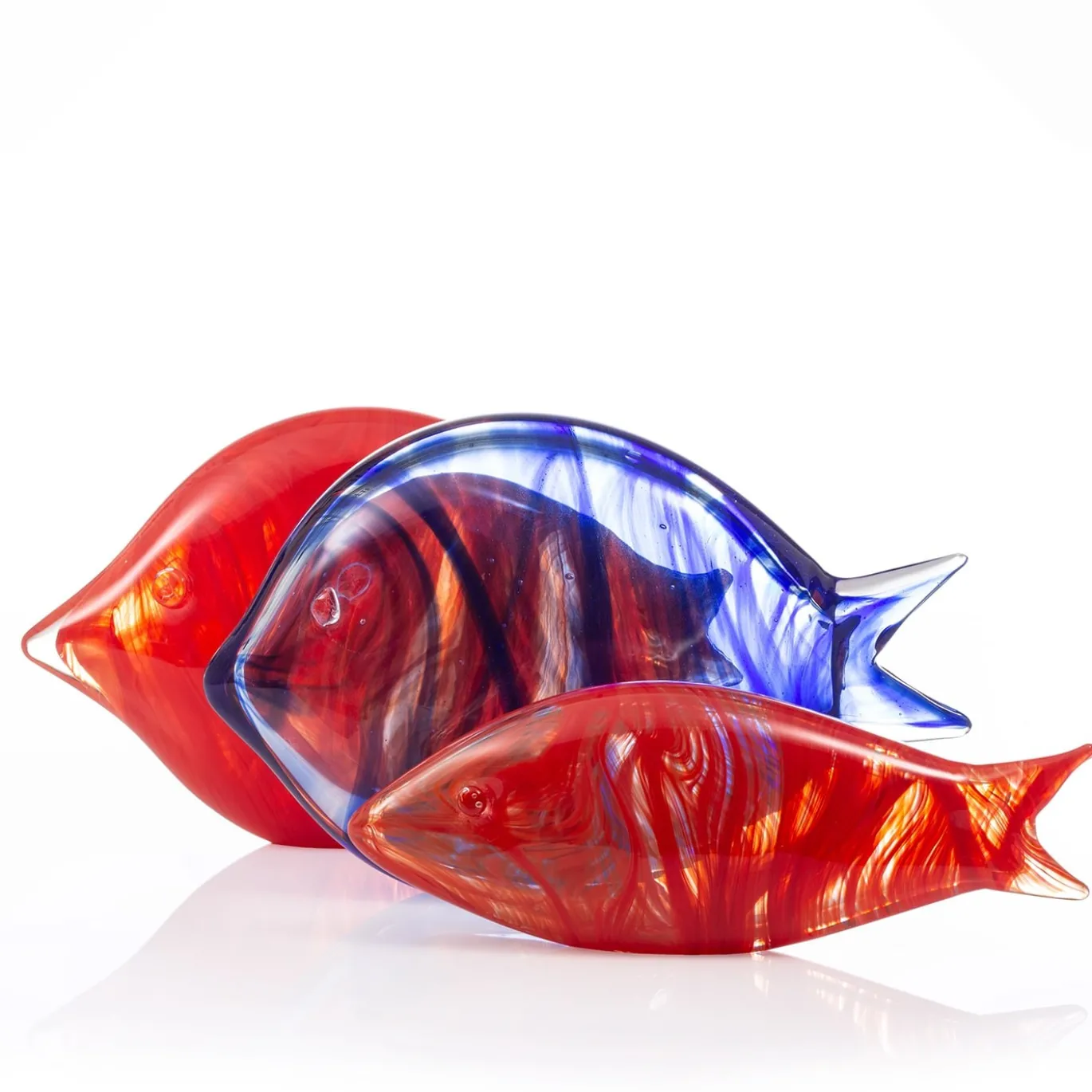 Grande pesce stilizzato in vetro di Murano rosso
