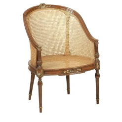 Grande sedia da salotto Bergère in stile Luigi XVI