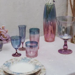 Grande vaso a calice blu e viola