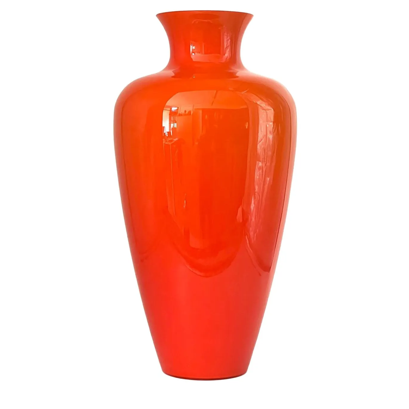 Grande vaso ad anfora in vetro di Murano arancione