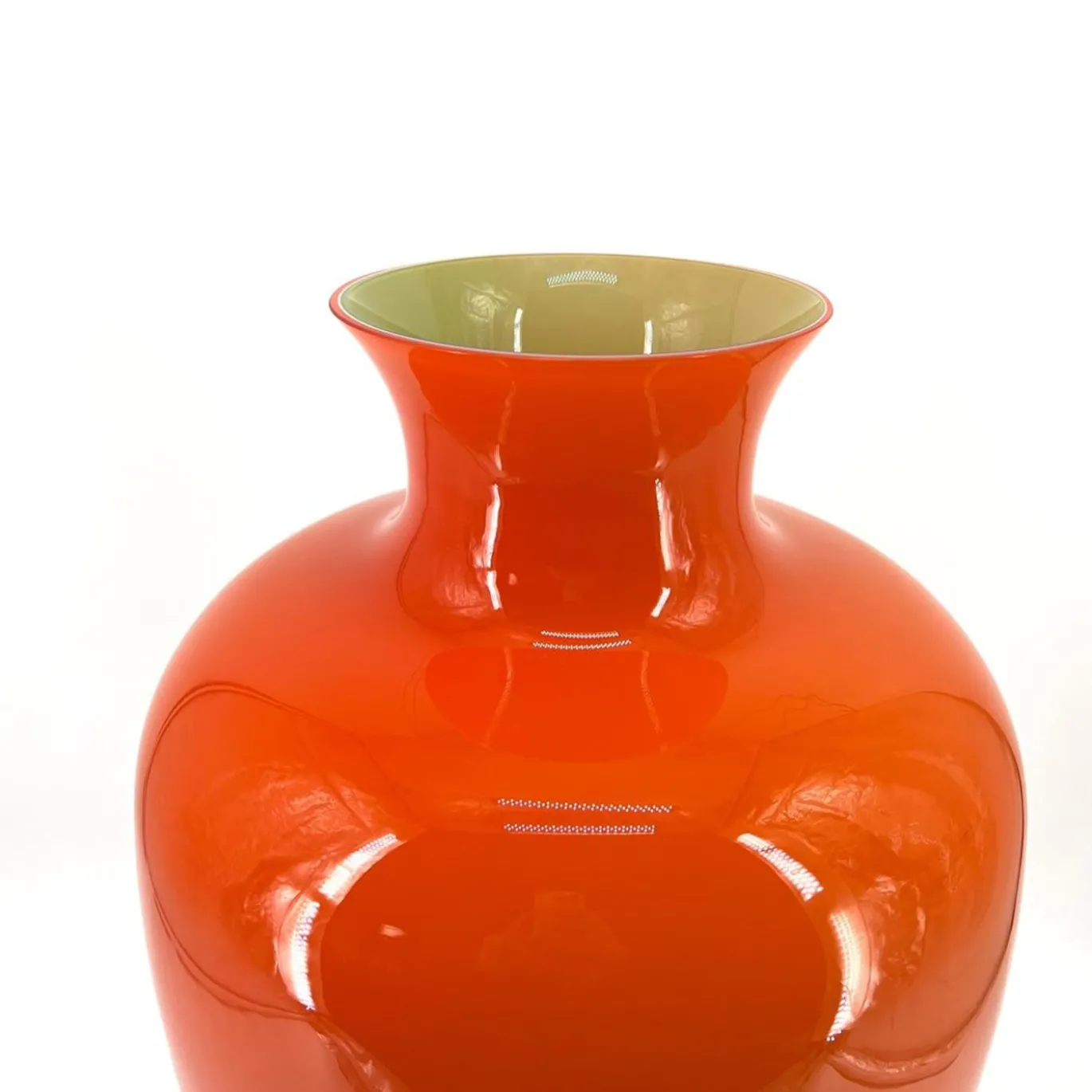 Grande vaso ad anfora in vetro di Murano arancione