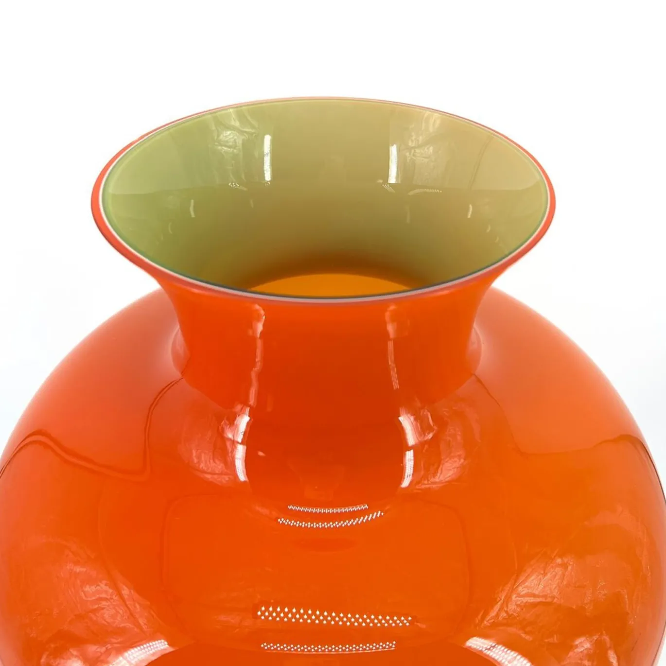 Grande vaso ad anfora in vetro di Murano arancione