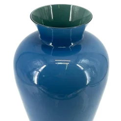 Grande vaso ad anfora in vetro di Murano color turchese