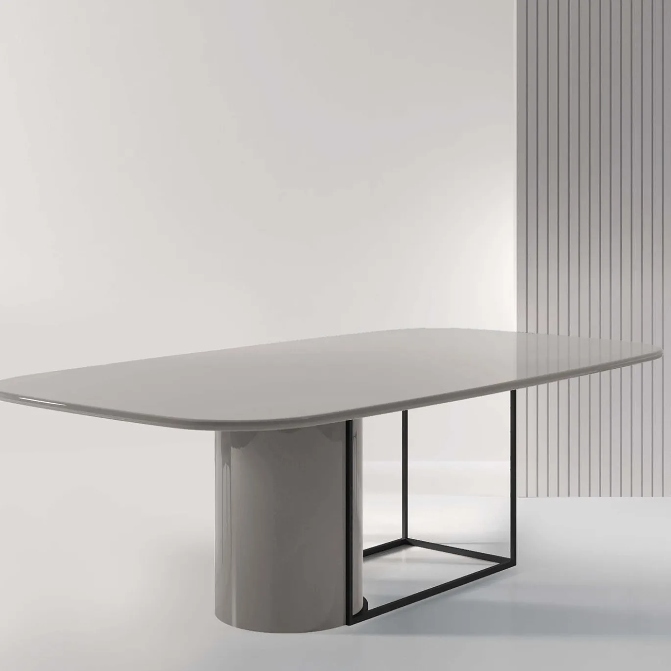 Horus lacquered glossy gray dining table