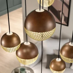 Iglù Lampadario rotondo a 7 luci in bronzo patinato