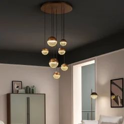 Iglù Lampadario rotondo a 7 luci in bronzo patinato