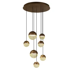 Iglù Lampadario rotondo a 7 luci in bronzo patinato