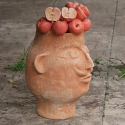 Il Moro Goloso con Mele Terracotta Figurative Vase