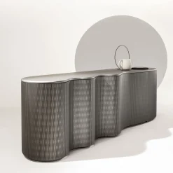 Infinity Credenza ondulata a 2 porte in Lacca 61 Stagno