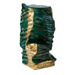 Io Sono Qui, Aspettatemi Scultura in ceramica verde e oro