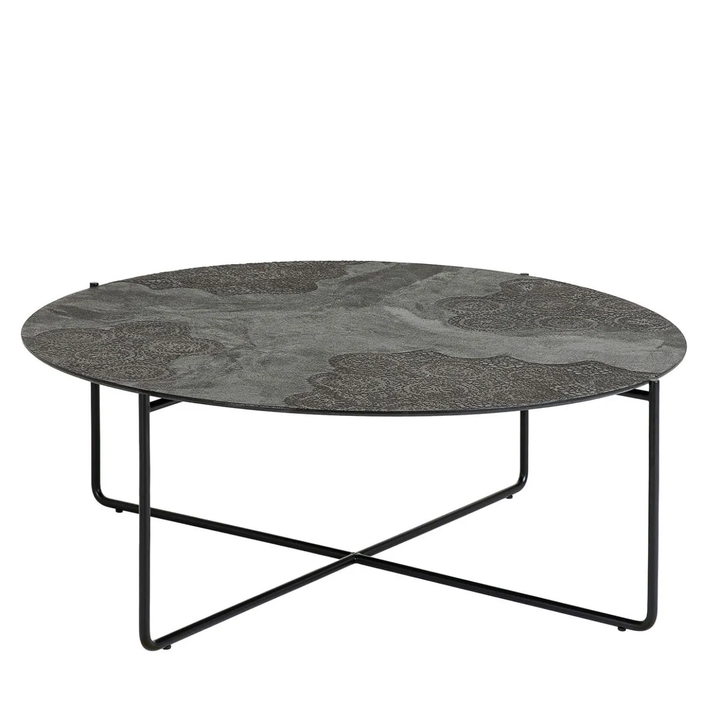 Isola Tavolino Tondo Grande Con Top In Resina Decorata Color Dark Brown
