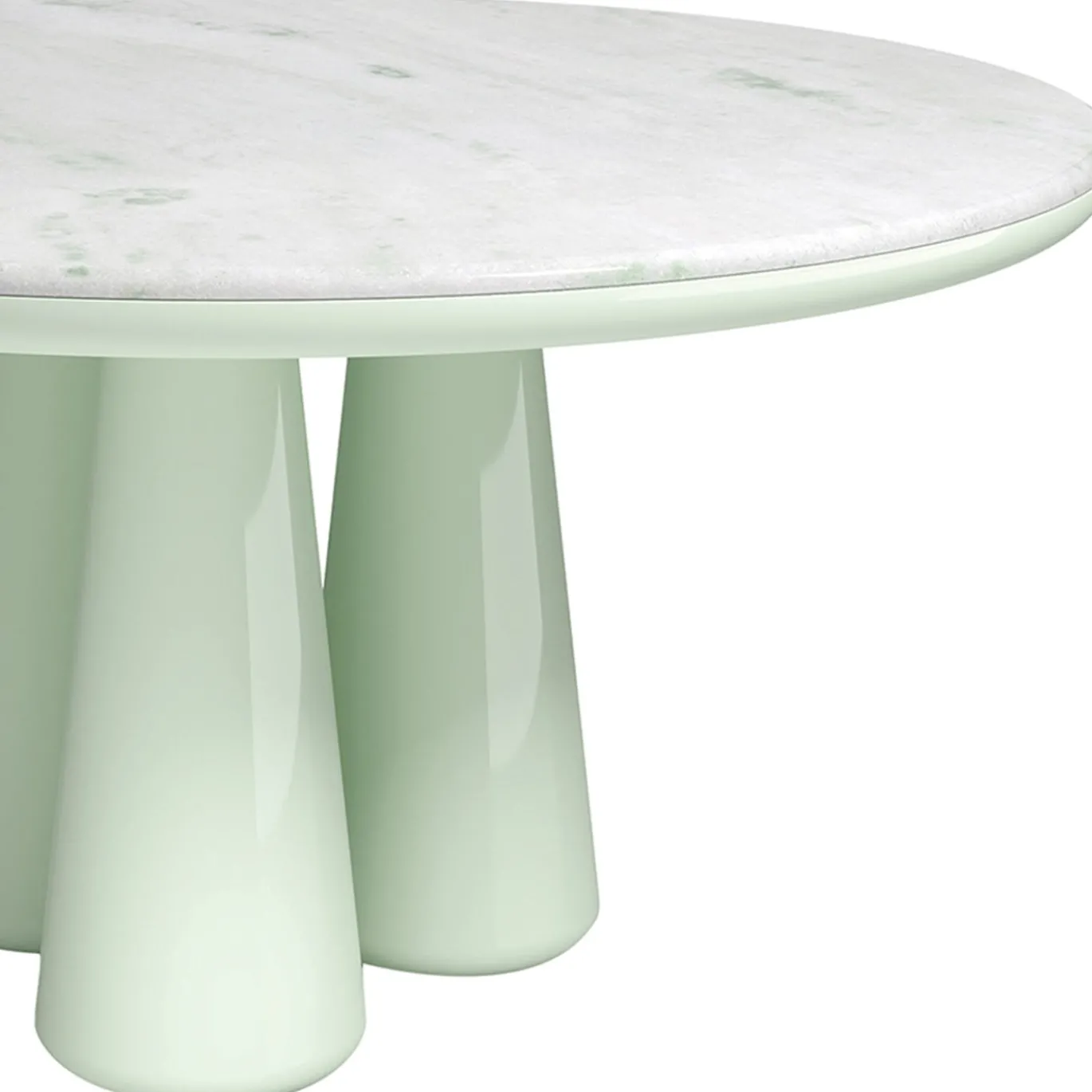 Isotopo L - Tavolo da pranzo rotondo in marmo bianco Pinta Verde