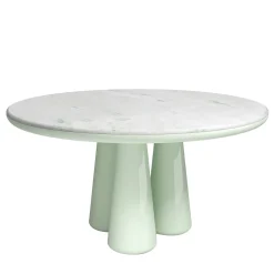 Isotopo L - Tavolo da pranzo rotondo in marmo bianco Pinta Verde