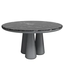 Isotopo L - Tavolo da pranzo rotondo in marmo nero Marquinia