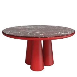 Isotopo L - Tavolo da Pranzo Rotondo in Marmo Rosso Levanto