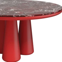Isotopo L - Tavolo da Pranzo Rotondo in Marmo Rosso Levanto