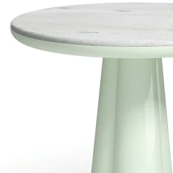 Isotopo S - Tavolo da Pranzo Rotondo in Marmo Bianco Pinta Verde