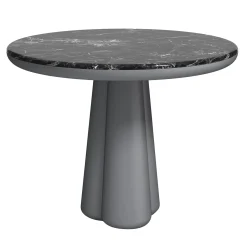 Isotopo S - Tavolo da pranzo rotondo in marmo nero Marquinia