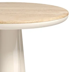 Isotopo S - Tavolo da Pranzo Rotondo in Travertino Beige