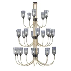 Jacaranda Lampadario a tre livelli in ottone grigio