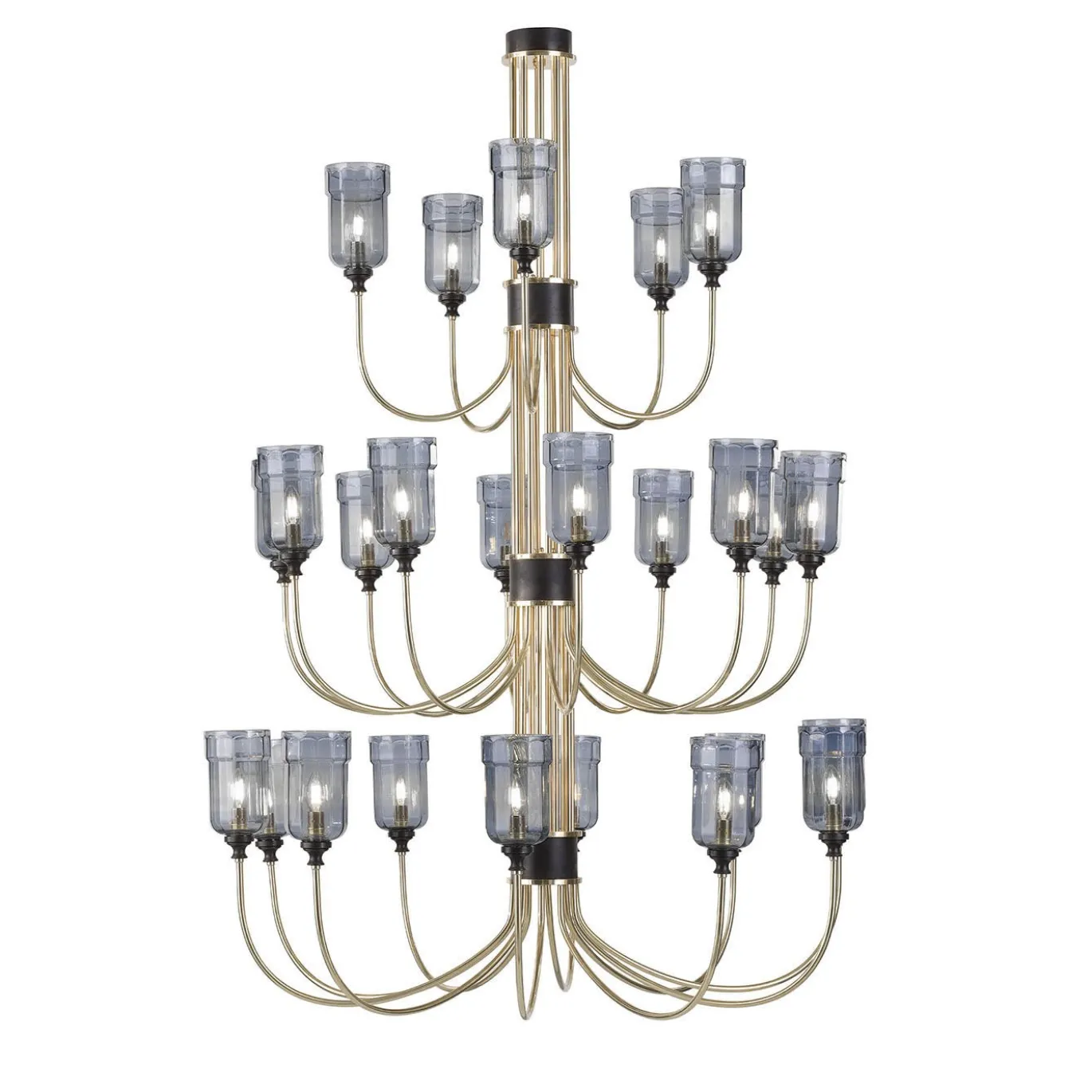Jacaranda Lampadario a tre livelli in ottone grigio