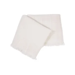 Kimberly Crema 100% Cashmere Doppio Plaid con frange corte laterali