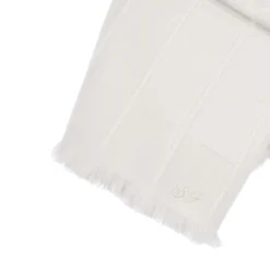 Kimberly Crema 100% Cashmere Doppio Plaid con frange corte laterali