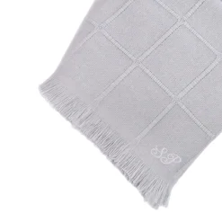 Kimberly Ecru 100% Cashmere Doppio Plaid con frange corte