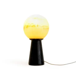 Lampada a luna in marmo nero di Marquina