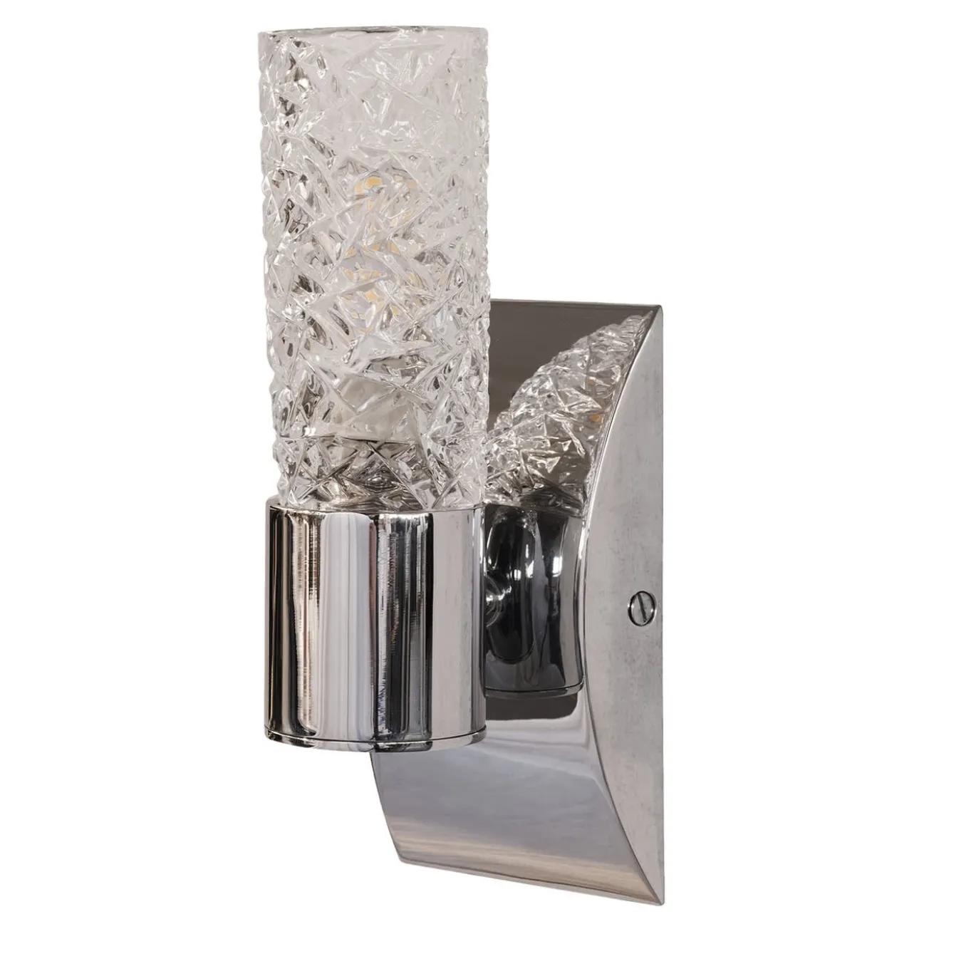 Lampada a parete in ottone cromato e cristallo a 1 luce piccola Crystal Tube